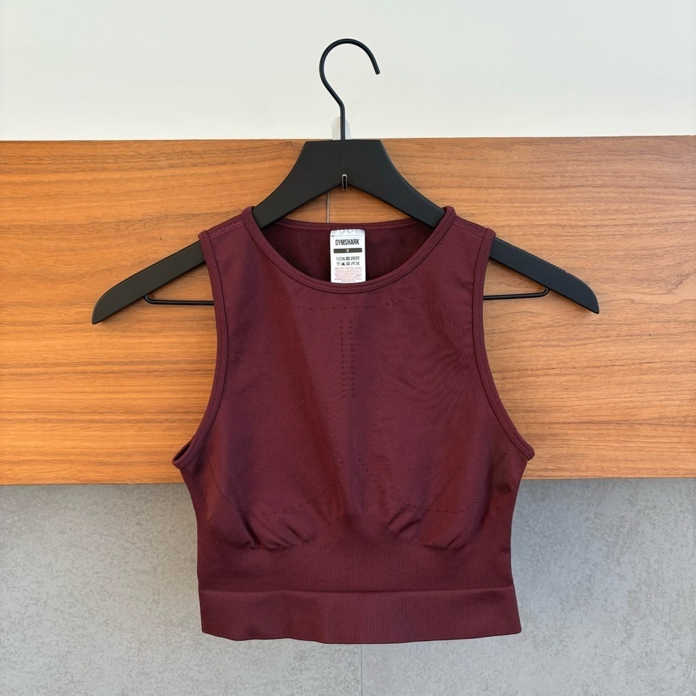Gymshark Seamless Maroon Burgundy Crop‎ Top, Size S